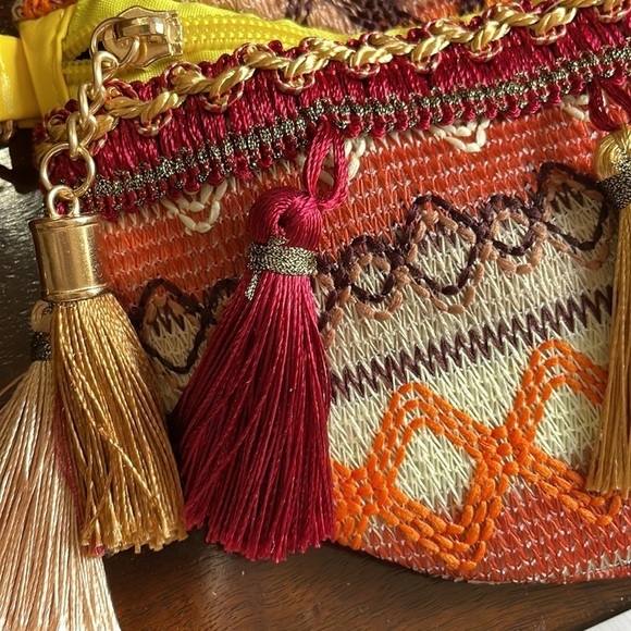 Bohemian Multicolored Tassel Pattern Hobo Sling Bag - Picture 6 of 14